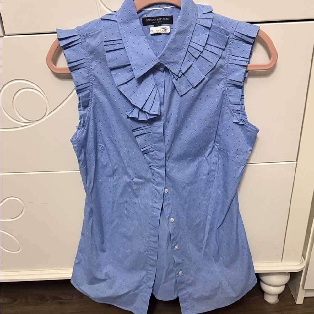 Banana Republic Light Blue Sleeveless Blouse